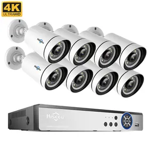 Hiseeu IP Street Poe Video Surveillance Kithome CCTV Security Camera System 2 Way Audio Color Night Vision Outdoor 4K 8CH 8MP