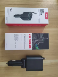 Cargador de Coche con Cable Retráctil <span class=keywords><strong>F1</strong></span> 4 en 1, 65W, Carga Súper Rápida, Pantalla de Voltaje, Cargadores para Celular, para iPhone, para Samsung - Product Image 1
