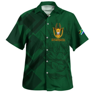 Chemise à manches courtes boutonnée pour homme avec impression intégrale des Springboks d'Afrique du Sud, pour les courageux, parfaite pour les fans de sport - Product Image 1