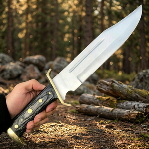 Nouveauté, couteau Bowie de haute qualité en acier inoxydable, qualité industrielle, manche en bois durable, personnalisable, camping, chasse, OEM, 1 an de garantie - Product Image 3