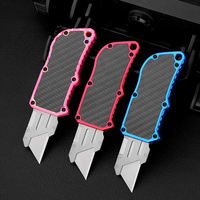 Couteau utilitaire haut de gamme en alliage d'aluminium avec surface dorée, manche détachable, 5 lames à changement rapide, pour auto-défense, DIY, OEM