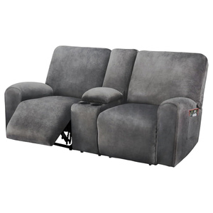 Funda de Sofá Reclinable STELLAR de 8 Piezas, con Consola Central, de Terciopelo Elástico Antideslizante, Moderna, de Mezcla de Poliéster y Spandex - Product Image 1
