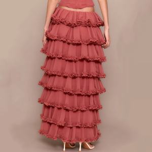 Jupe longue d'été 2025 pour femme, taille mi-haute, style bouffant à plusieurs niveaux, vente en gros pour boutiques, marque privée personnalisée - Product Image 3