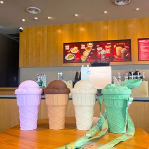 Yafchi Ice Cream Cone Cup Reusable Plastic Straw Cup For Students Gift - Product Image 1