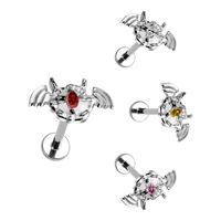 F136 titanio circón Piercing De Titanio forma malvada Helix Daith lóbulo plano trasero pendientes hilo interno Labret