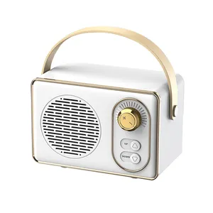 Özel logo Mini retro vintage radyo bluetooth hoparlör FM radyo ile