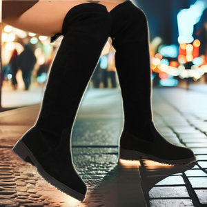 Bottes Chelsea Western d'hiver en daim à bout pointu, à tige haute, à semelle épaisse, couleur unie, pour femmes - Product Image 2