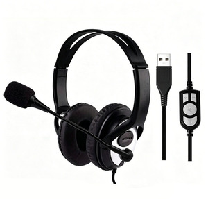 ชุดหูฟังสำหรับเล่นเกมแบบครอบหูพร้อมไมโครโฟน USB-A เสียงสเตอริโอแบบมีสายสำหรับพีซี แมค พีเอส คอนโซล ปลั๊กแอนด์เพลย์ - Product Image 1