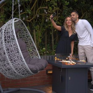 Fauteuil suspendu double MSZ, gris clair, siège balançoire cocon avec coussins |   Balançoire de jardin en acier inoxydable pour 2 personnes - Product Image 5