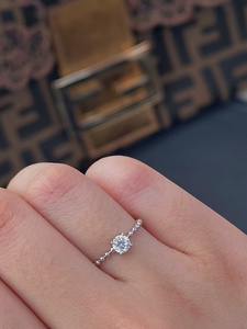 Anillo Solitario de Diamante Natural de 0.30ct en Oro Sólido de 18K Xinfly |   Anillo de banda con cuentas Milgrain para mujer |   Joyería Fina AU750 - Product Image 5