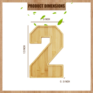 Plateau de service en bambou en forme de chiffre de 11,5 pouces, remplissable, pour charcuterie, viande et plats - Product Image 3