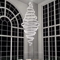 Lustre suspendu moderne de luxe à hauteur réglable, grand modèle en spirale avec perles de cristal K9 pour villa, restaurant, hôtel
