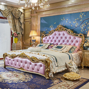 <span class=keywords><strong>Letto</strong></span> <span class=keywords><strong>Matrimoniale</strong></span> in Stile Europeo con Pannelli in Legno Intagliato e Rivestimento in Pelle, Colore <span class=keywords><strong>Oro</strong></span> Champagne, per Camera da <span class=keywords><strong>Letto</strong></span> Principale, 1500x2000mm 1800x2000mm, <span class=keywords><strong>Letto</strong></span> Nuziale Principessa - Product Image 3