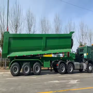 Camion benne en U de 40-50 tonnes en acier au carbone avec porte arrière, pour le transport de sable, semi-remorque benne arrière basculante - Product Image 4