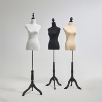 M133-A2-1-1 Torse de mannequin femme à épingler en mousse haute densité avec support trépied noir vintage pour présentation en boutique
