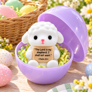 Mini Statuetta di Agnello Cristiano in PVC, Statua di Pecora con Versetto Biblico Salmo 23:1, Regalo Religioso per Pasqua, Decorazione da Scrivania - Product Image 6