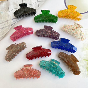 New Large Fashion Simple Bling Sparkle Acrylic Plastic Unisex Wedding Hair Claw Clips with <b>Glitter</b> - Product Image 1