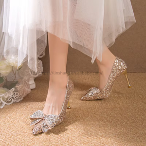 Wholesale Luxury Sexy High Heels Women New Trendy High Quality PU Wedding <b>Shoes</b> Hard-Wearing Lace Upper Dress Pumps Work Winter - Product Image 2
