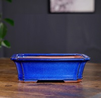 Yixing pot bonsai, pot bonsai persegi panjang keramik mengkilap dilukis tangan keramik bonsai pot Jepang untuk penggunaan Taman dan Rumah