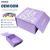 Boîte cadeau magnétique pliable OEM/ODM, logo personnalisé imprimé, boîte cadeau magnétique violette pour l'emballage de cosmétiques/vêtements