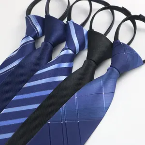 Factory Manufactured ready to ship necktie zipper slim bluenavy men zip neckties perfect polyester zipper ties