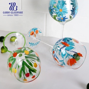 Petit mo coloré libellule fleur Artisan han-soufflé 15 oz verre nouveauté vin flûte pied verre à vin peint à la main 100 pièces - Product Image 5