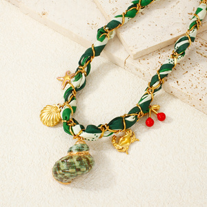 Collana Personalizzata con Catena in Acciaio Inossidabile Placcato Oro 18K, Ciondolo Multi-Elemento Fai-da-Te, Collana Colorata con Cordino, <span class=keywords><strong>Regalo</strong></span> - Product Image 2