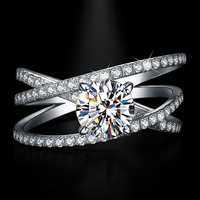 Bague pour femme en argent S925, testée et certifiée, motif Trois Vies Trois Mondes, sertie d'un Moissanite 1 carat, pour fiançailles, mariage et alliance