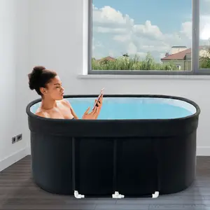 ロゴ付きの回復コールドプランジプールPVC浴槽用のカスタム大型楕円形折りたたみ式インフレータブルアイスバスタブ