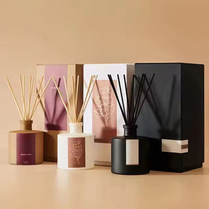 Aikun Small MOQ 150ml Matte Color Glass Bottle Metal Nickel Label Long Lasting Custom Scent <b>Reed</b> <b>Diffuser</b> Set with Gift Box - Product Image 1
