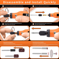 Kit d'outils rotatifs miniatures sans fil Li-ion 3,6 V personnalisé, léger, à vitesse variable 5 vitesses, avec LED, pour bricolage