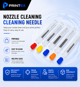Kit de Agujas de Limpieza para Boquillas de Impresora 3D PRINTEX de Acero Inoxidable, Limpiador Flexible para Extrusores MK8 E3D, Mantenimiento de Boquillas Obstruidas - Product Image 1