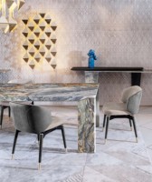 Modernes Design Luxus 8-Sitzer Tischset mit runden Marmor Esszimmers tühlen für Hotels-Holz Klapptische