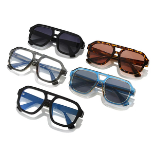 Logo Custom 2025 Retro Double Bridges <b>Square</b> <b>Sunglasses</b> UV400 Big Frame Polarized <b>Men</b> Sun Glasses - Product Image 3