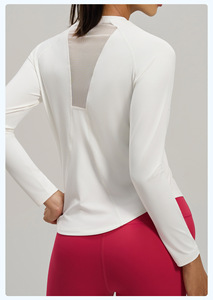 Haut de yoga et de fitness pour femme, personnalisé, à manches longues, respirant, coupe ajustée, dos en maille, col rond, tendance - Product Image 3