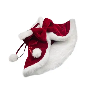 UFBemo क्रिसमस नए साल प्यारा पिल्ला कपड़े नरम कुत्ते के लिए फैशनेबल लाल शाल बरसती