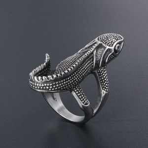 European American Style <b>Titanium</b> Steel Lizard <b>Ring</b> Men's Fashion Punk Animal Shape Micro Pave Jewelry SA507 - Product Image 3