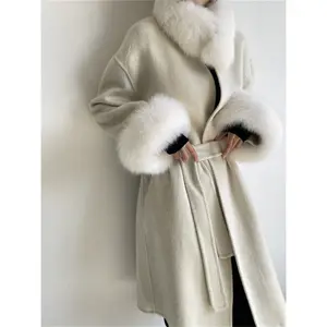 Wholesale 2023 Winter New Style Temperament Atmosphere Cape Double Sided Cashmere Medium Length Woolen Women's Coat