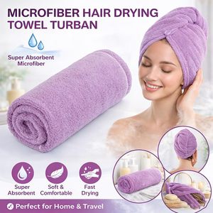 Toalla de Pelo y Turbante de Microfibra Absorbente y Antimicrobiana de Secado Rápido NOVISON, Color Sólido, para Mujer, Uso en Casa/Hotel/Playa/SPA - Product Image 4