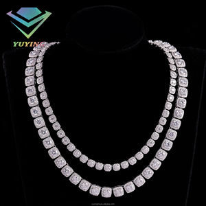 Collar de cadena de tenis grande de plata de ley 925 chapado en oro, estilo Hip Hop, con moissanita VVS certificada GRA, joyería unisex con efecto hielo - Product Image 6