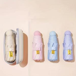 Paraguas de Bolsillo Manual para Mujer, Mini Cápsula, Portátil, Plegable en 5 Secciones, Protección UV, con Funda, para Viaje - Product Image 4