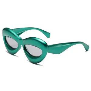 时尚有趣时髦的唇形美学可爱太阳镜节日派对厚框Y2K眼镜有趣的墨镜设计师