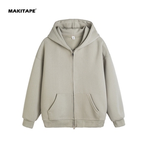 KS001 Men's Korean Version Hoodie New 100% Cotton 400g Heavy Solid Color American Zipper Winter Cardigan Vest Digital Oversized - Product Image 3