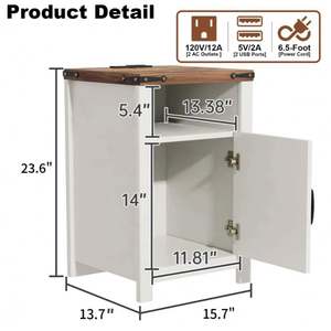 Fabricant de meubles de salon, <span class=keywords><strong>table</strong></span> d'appoint avec station de charge, lot de 2, <span class=keywords><strong>table</strong></span> d'appoint de style farmhouse - Product Image 4