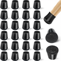 Lot de 24 capuchons de protection en silicone pour pieds de chaise Yomanta, empêche les rayures, réduit le bruit, patins en feutre noirs XS (convient aux pieds de 15 à 20 mm)