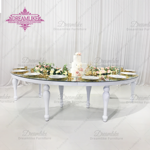 โต๊ะรับประทานอาหารครึ่งวงกลมที่ทันสมัยพร้อมสีเหล็กสีขาวสำหรับกลางแจ้งและห้องนั่งเล่นสำหรับงานแต่งงานและโรงแรม - Product Image 1