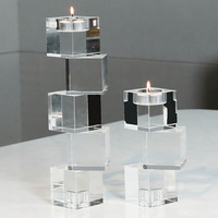Chandelier en cristal géométrique minimaliste de luxe, porte-bougie décoratif pour table à manger, ambiance chaleureuse, décoration intérieure