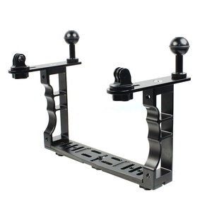Takenoken alüminyum alaşım çift el tutucu braketi sualtı kamera dalış sabitleyici yüzer kol flaş ışığı fotoğraf için - Product Image 1