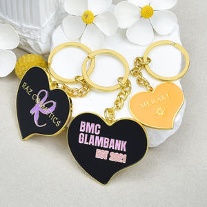 Hersteller Großhändler Benutzerdefiniertes Logo Metall-Schlüsselanhänger Personalisiertes Design Herz Goldfarben Plattiert Emaille Metall-Schlüsselanhänger - Product Image 1
