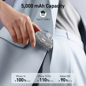 Cargador Portátil de Alta Calidad, Elegante, con Diseño de Diamantes, 5000 mAh, Tamaño de Lápiz Labial, Carga Rápida de 22.5 W, para Mujer, Regalo de Lujo - Product Image 2